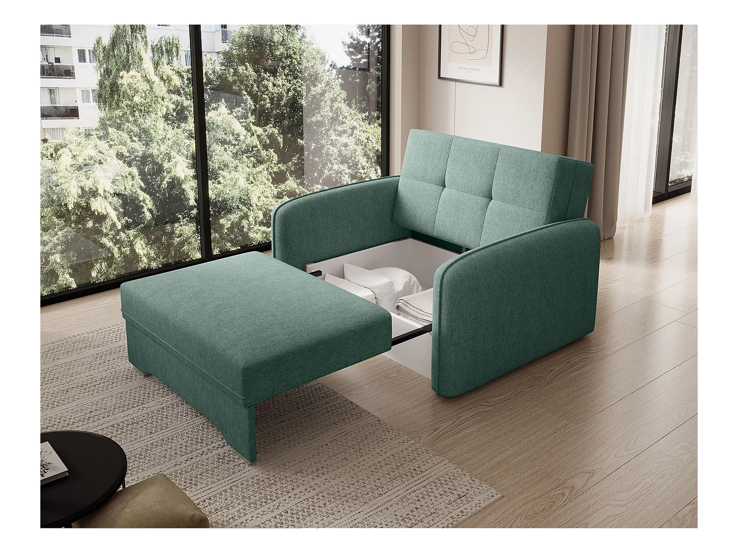 Fauteuil convertible LANY - Compact et ingénieux-Vert