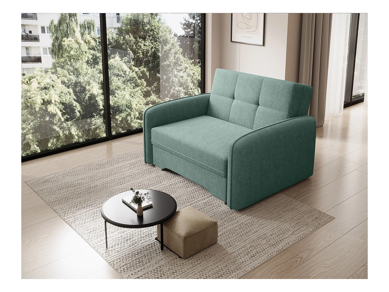Fauteuil convertible LANY - Compact et ingénieux-Vert