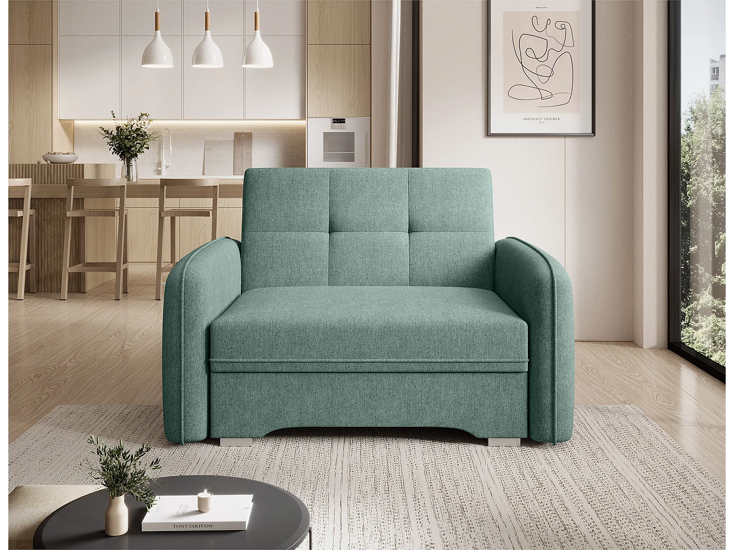 Fauteuil convertible LANY - Compact et ingénieux-Vert