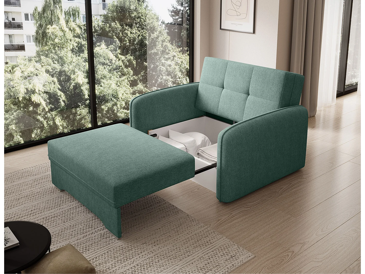 Fauteuil convertible LANY - Compact et ingénieux-Vert