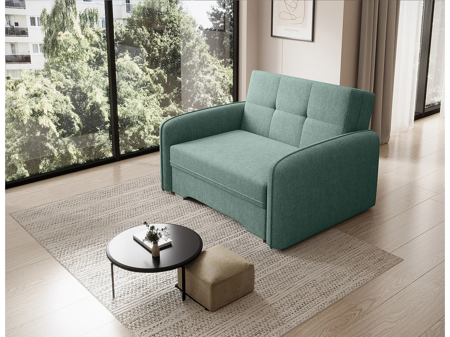Fauteuil convertible LANY - Compact et ingénieux-Vert