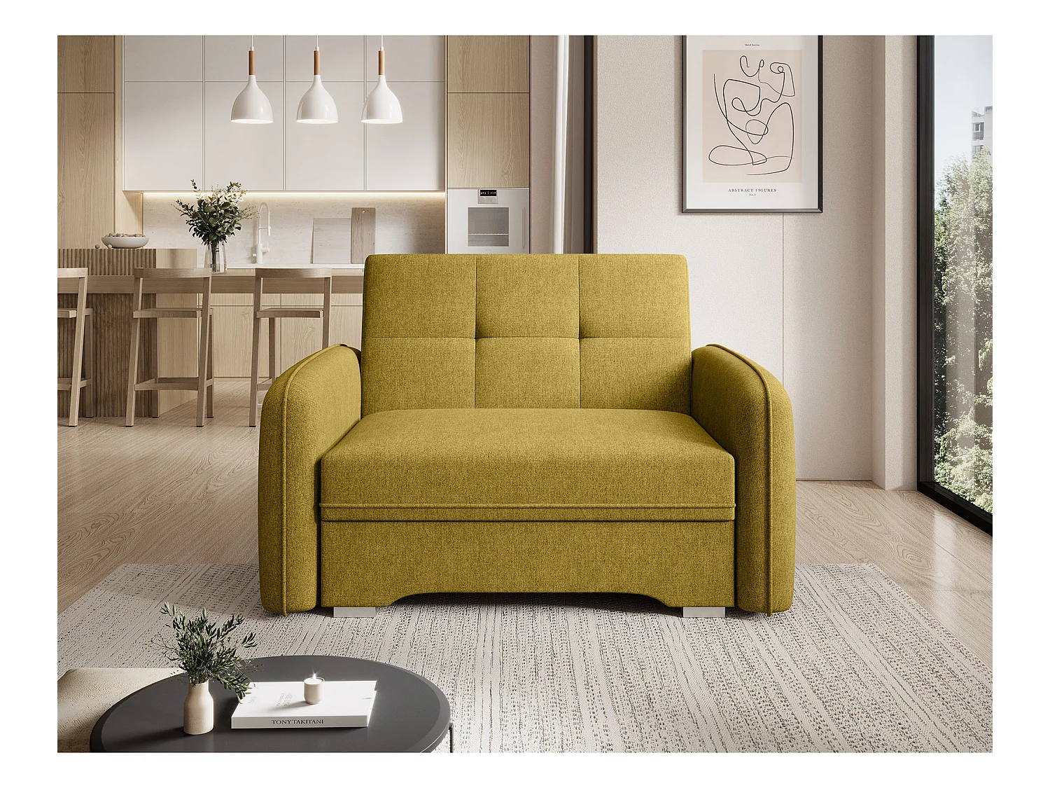 Fauteuil convertible LANY - Compact et ingénieux-Vert pistache