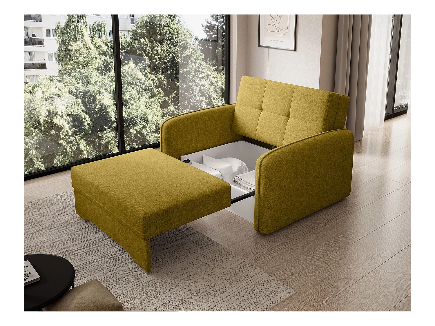 Fauteuil convertible LANY - Compact et ingénieux-Vert pistache
