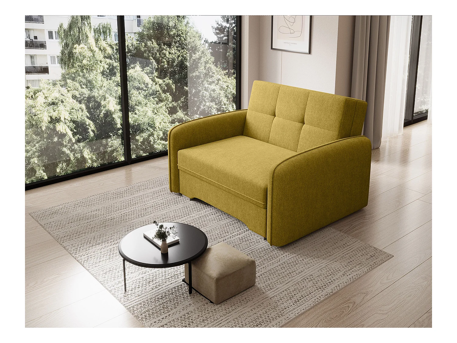 Fauteuil convertible LANY - Compact et ingénieux-Vert pistache