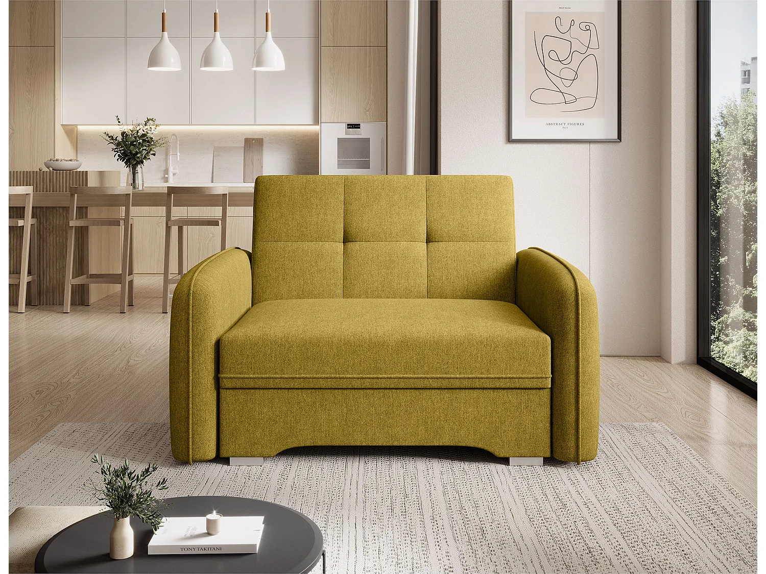 Fauteuil convertible LANY - Compact et ingénieux-Vert pistache