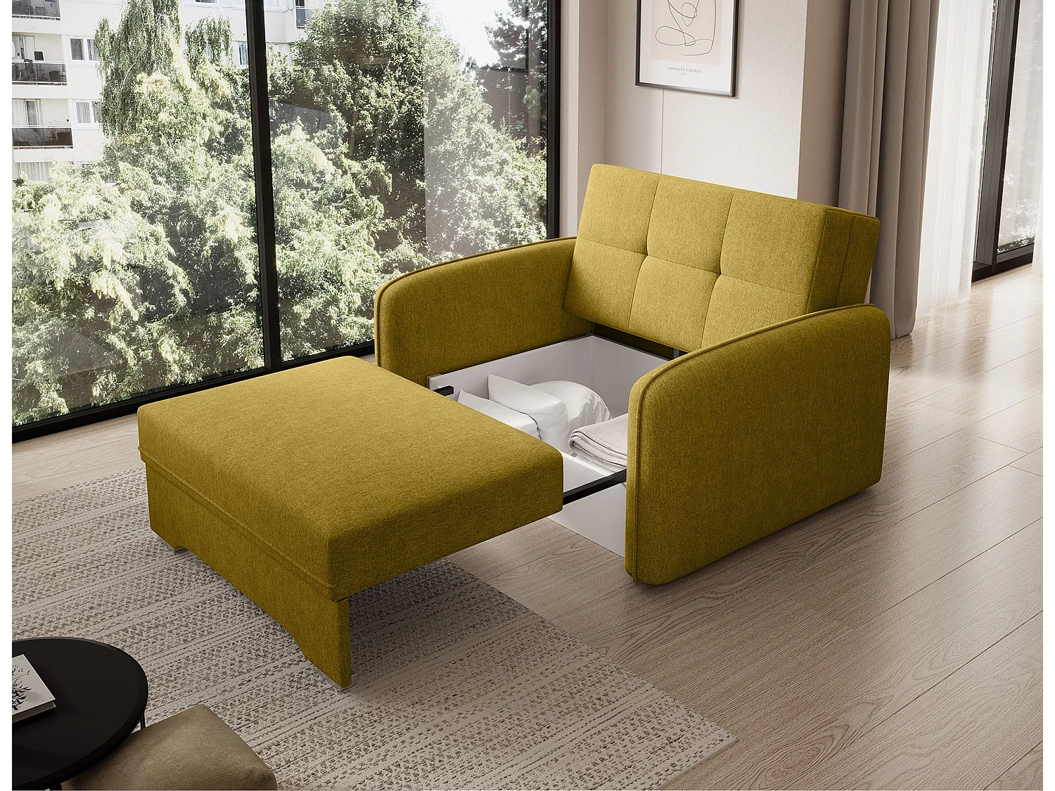 Fauteuil convertible LANY - Compact et ingénieux-Vert pistache
