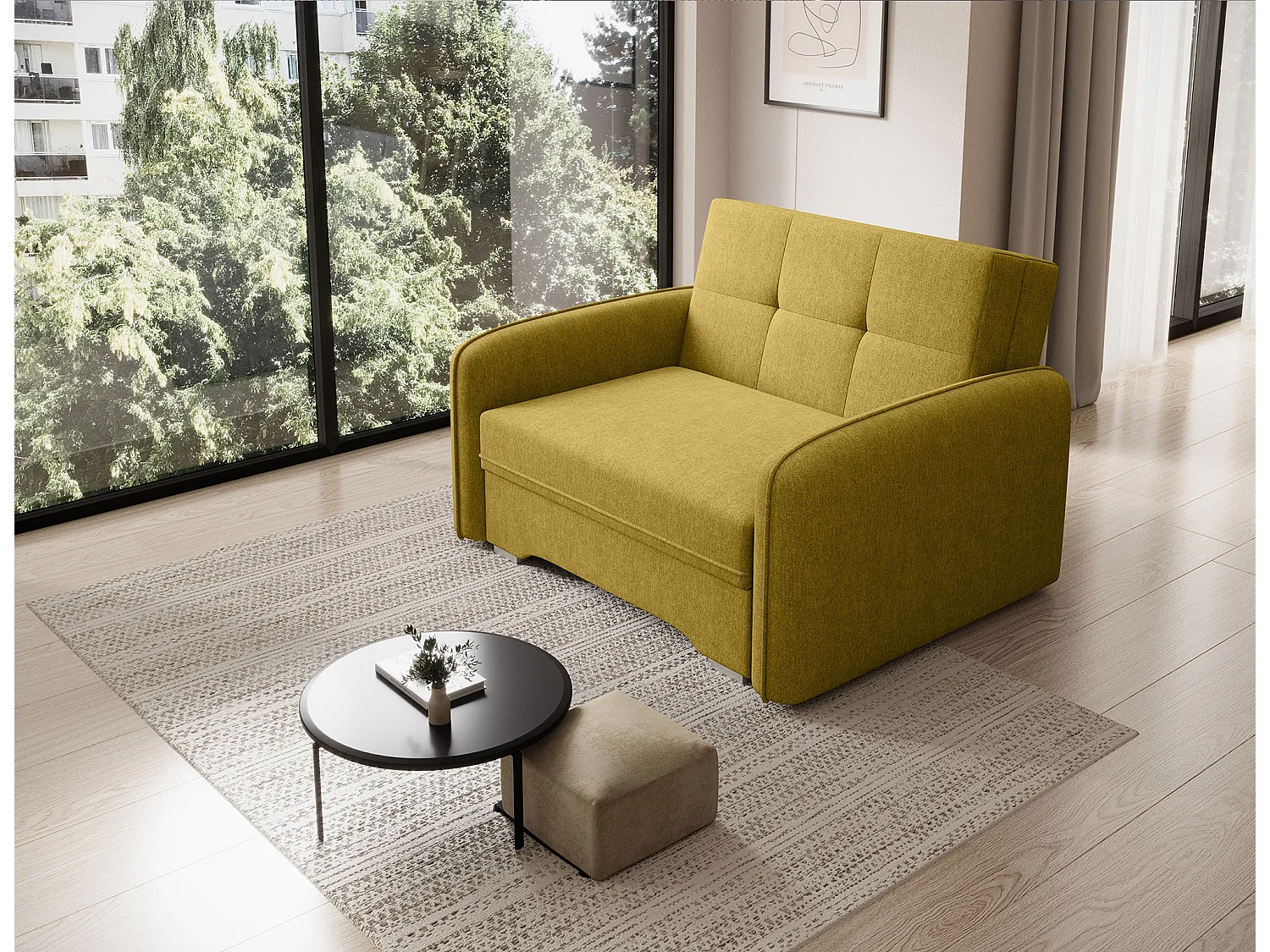 Fauteuil convertible LANY - Compact et ingénieux-Vert pistache