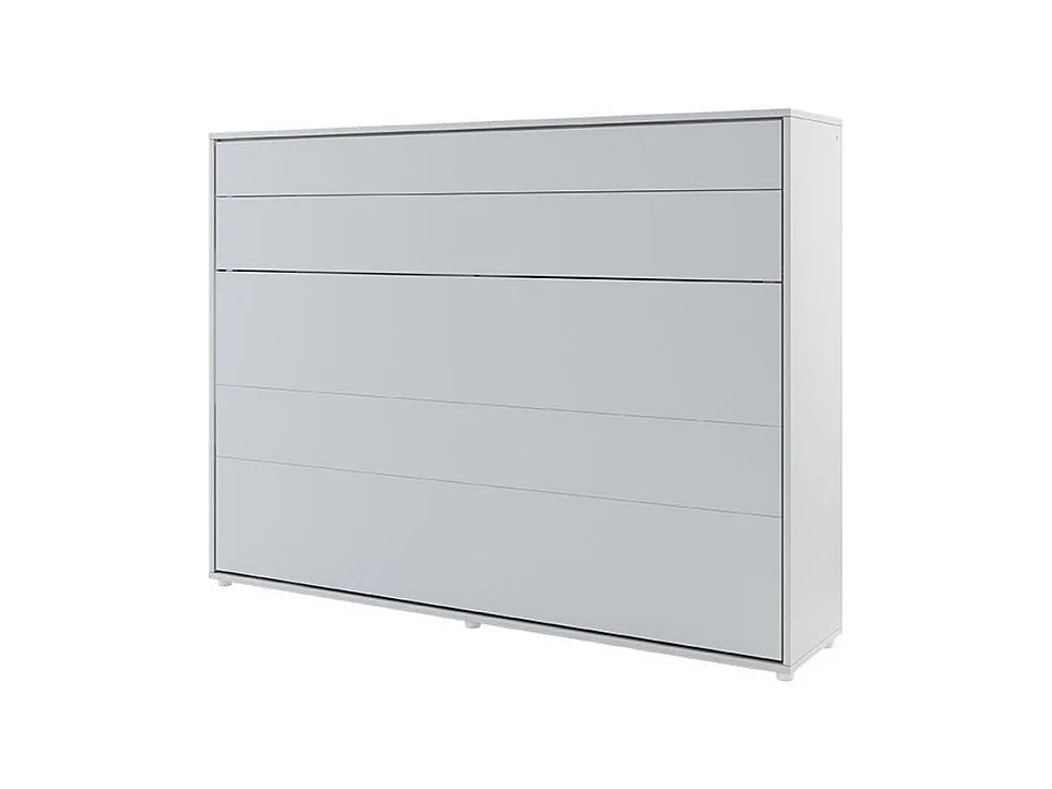 Lit escamotable horizontal avec étagères gris mat Noby 120x200-
