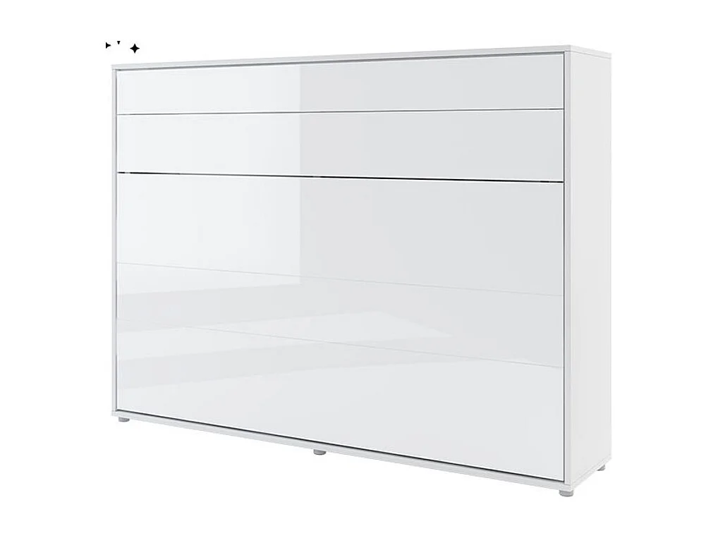Lit escamotable horizontal avec étagères blanc brillant Noby 140x200-