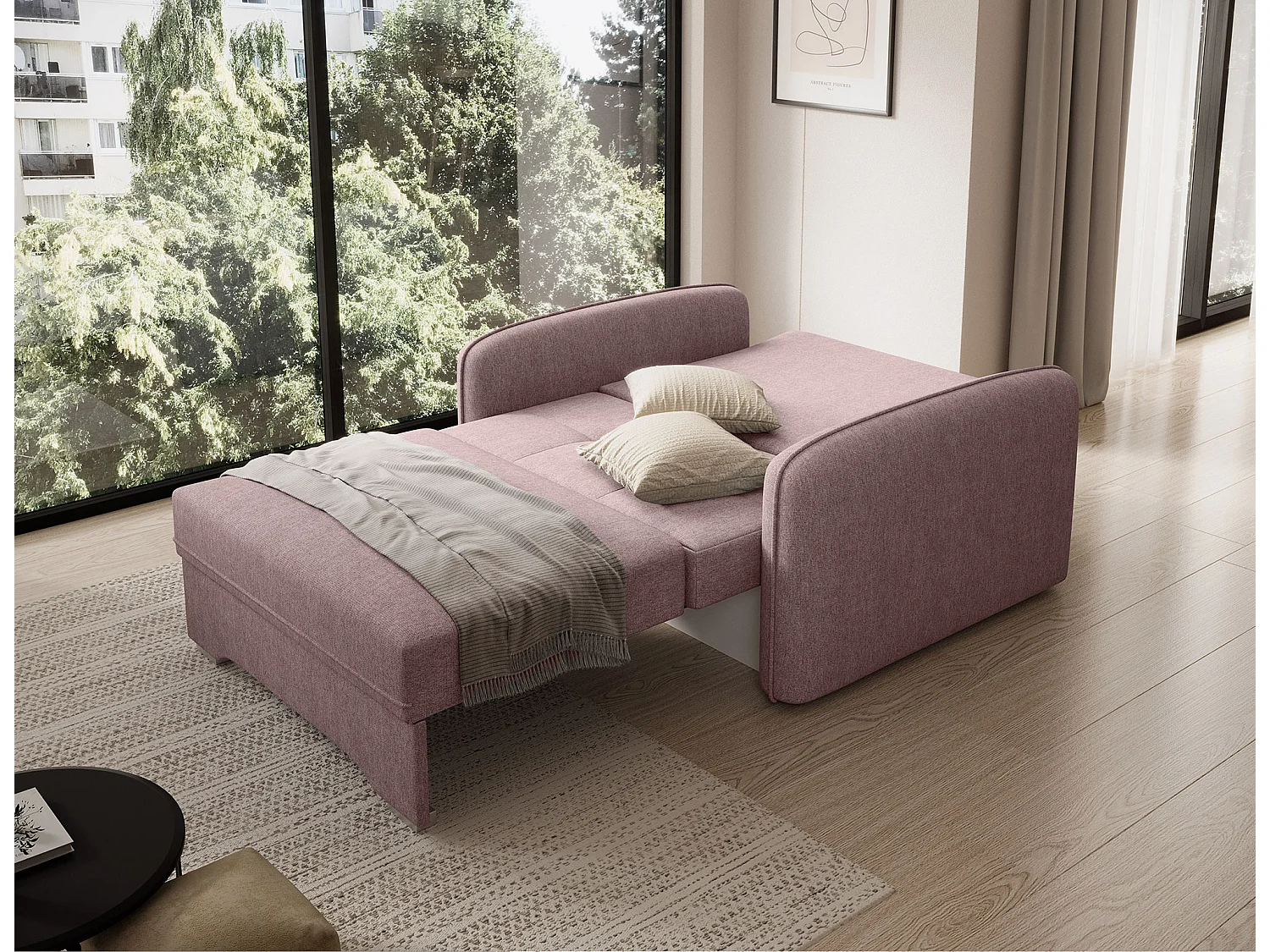 Fauteuil convertible LANY - Compact et ingénieux-Rose clair