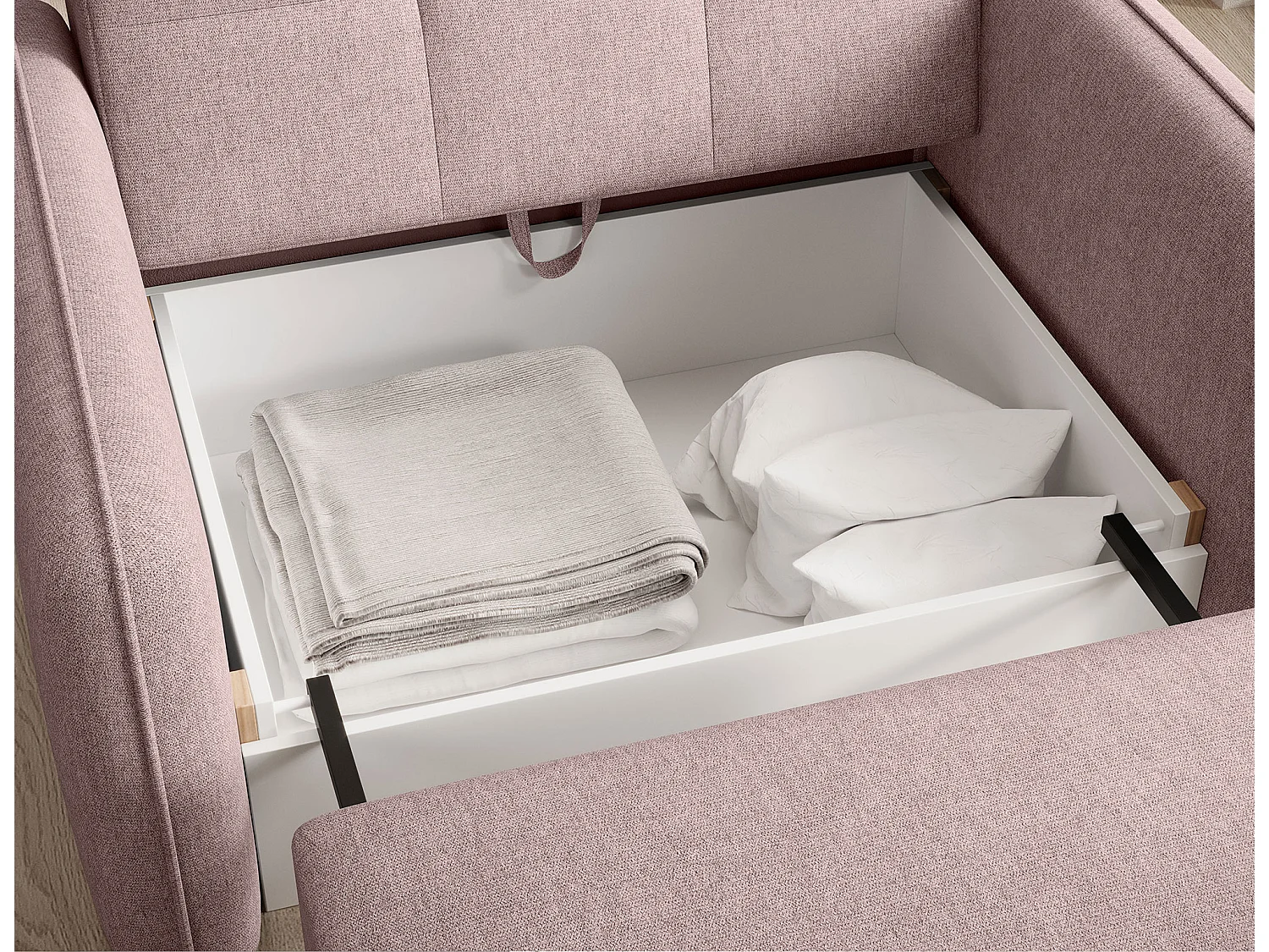 Fauteuil convertible LANY - Compact et ingénieux-Rose clair