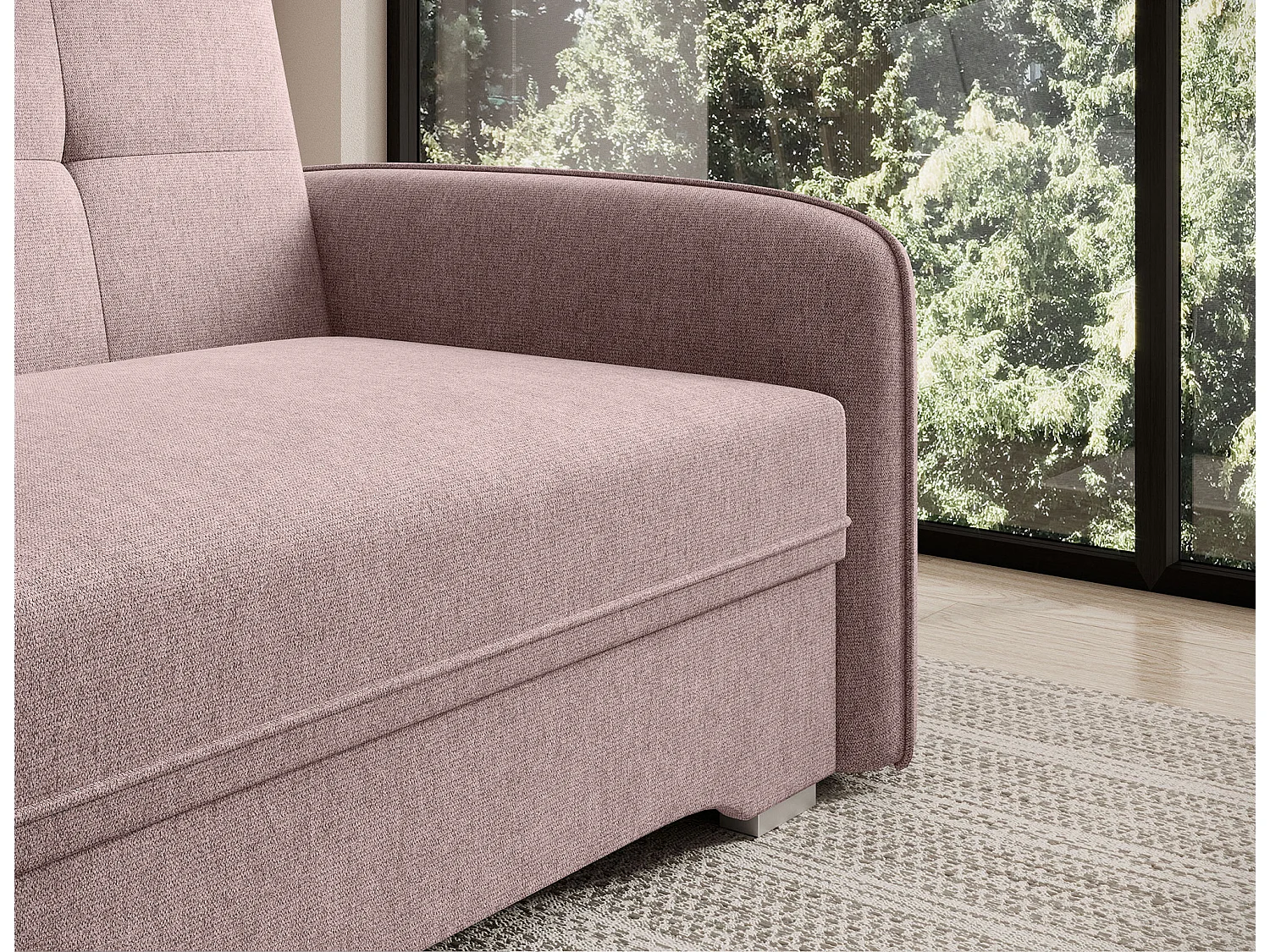 Fauteuil convertible LANY - Compact et ingénieux-Rose clair