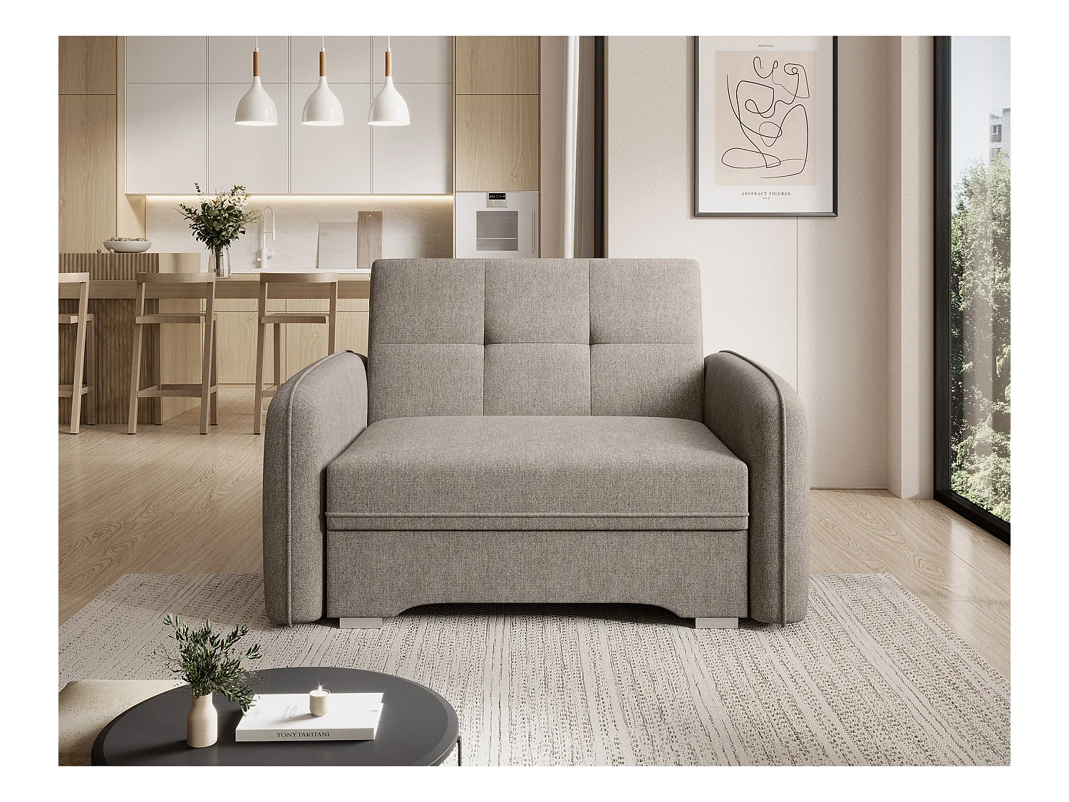 Fauteuil convertible LANY - Compact et ingénieux-Beige