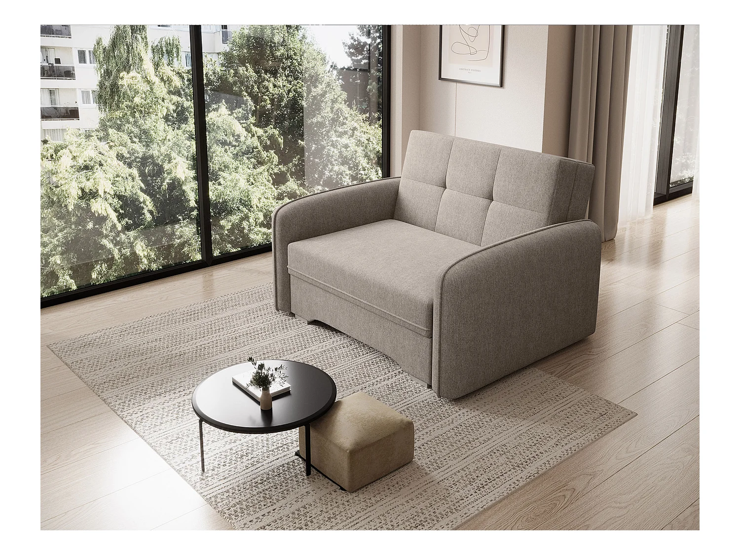 Fauteuil convertible LANY - Compact et ingénieux-Beige