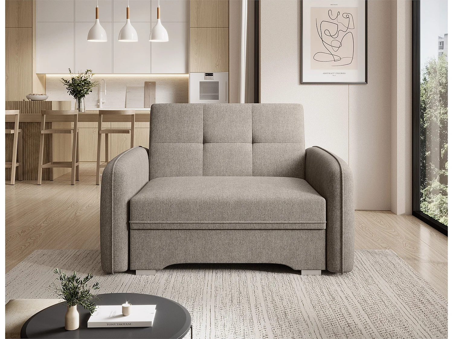 Fauteuil convertible LANY - Compact et ingénieux-Beige