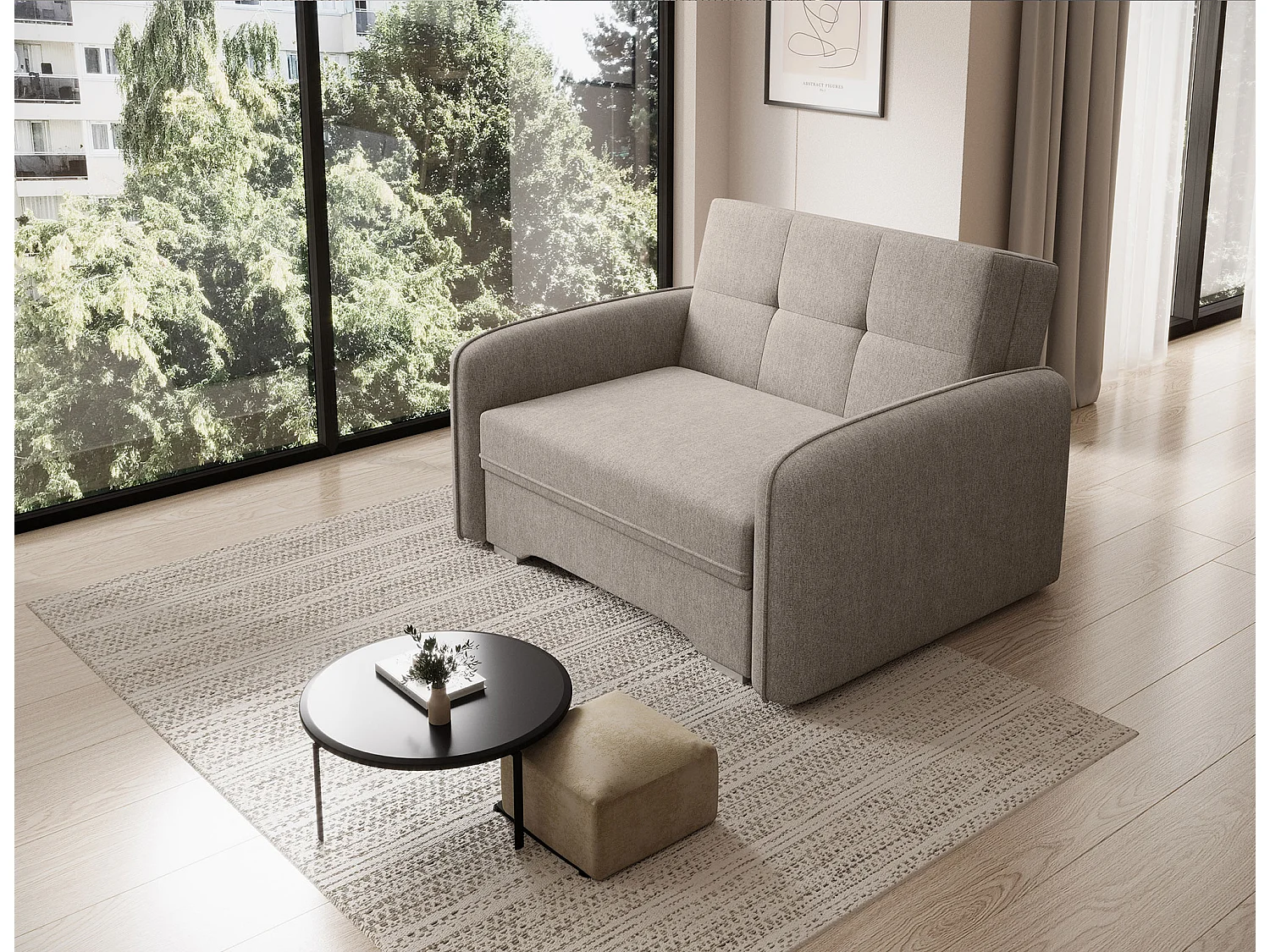 Fauteuil convertible LANY - Compact et ingénieux-Beige