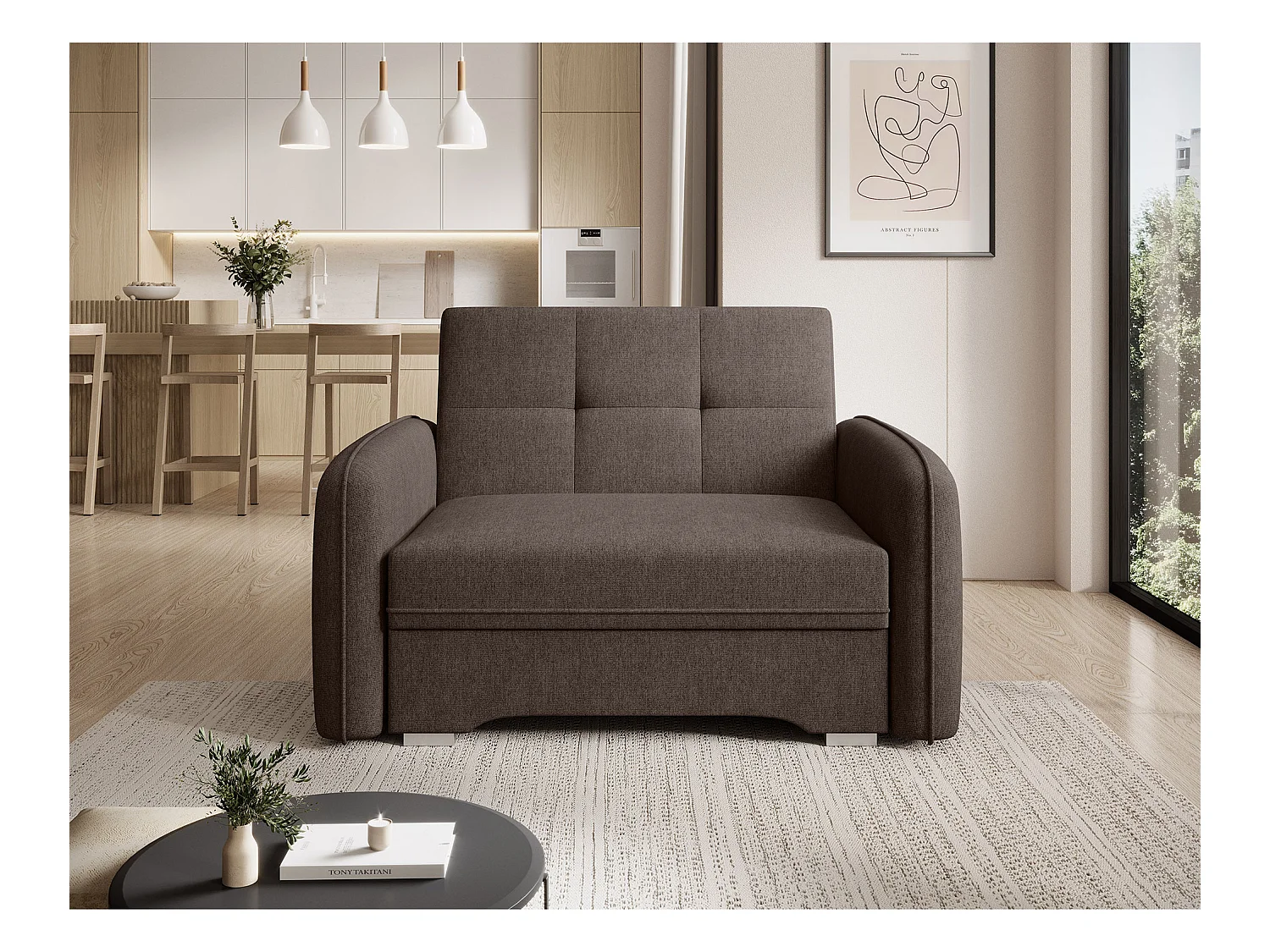 Fauteuil convertible LANY - Compact et ingénieux-Marron