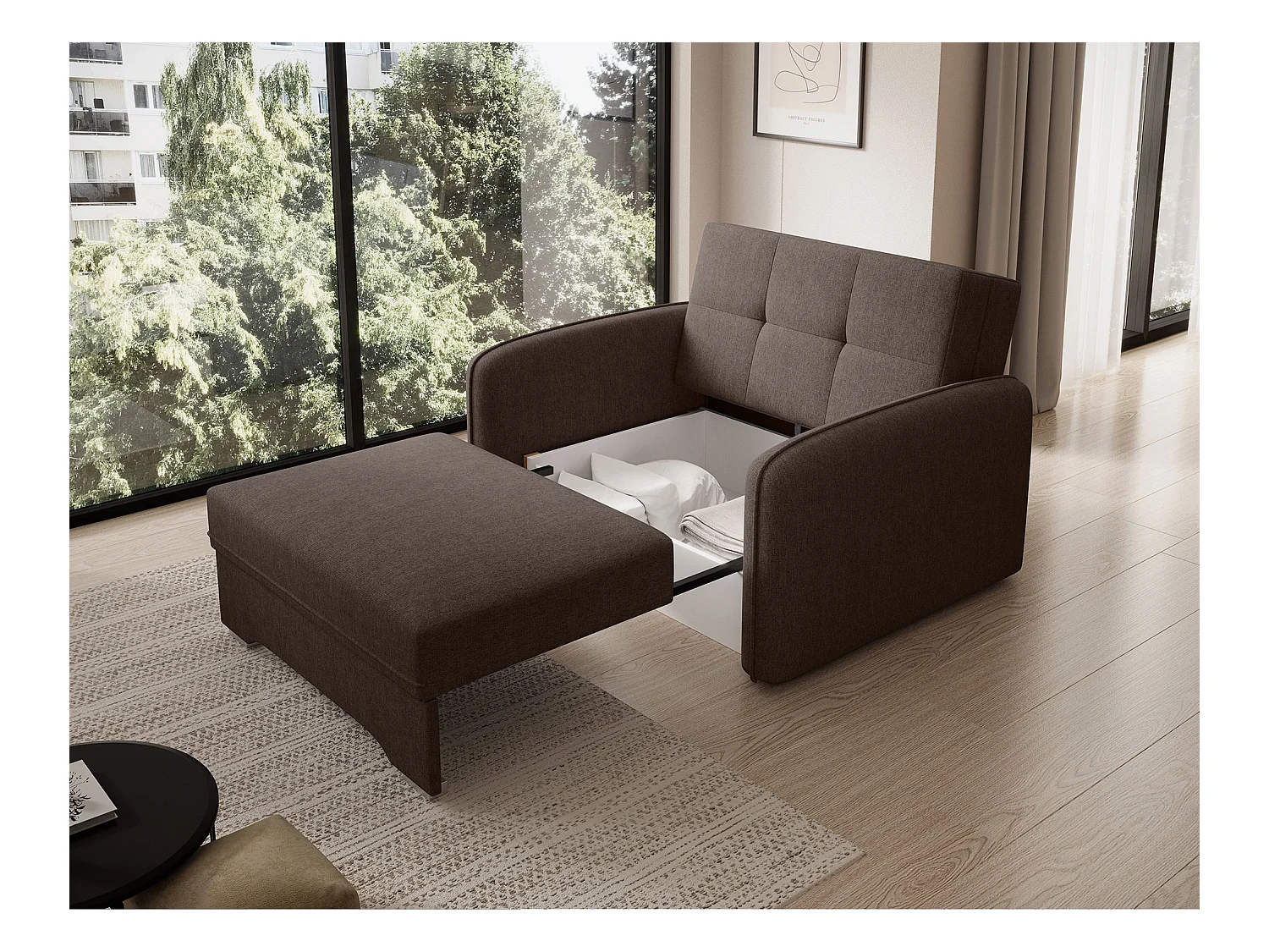 Fauteuil convertible LANY - Compact et ingénieux-Marron