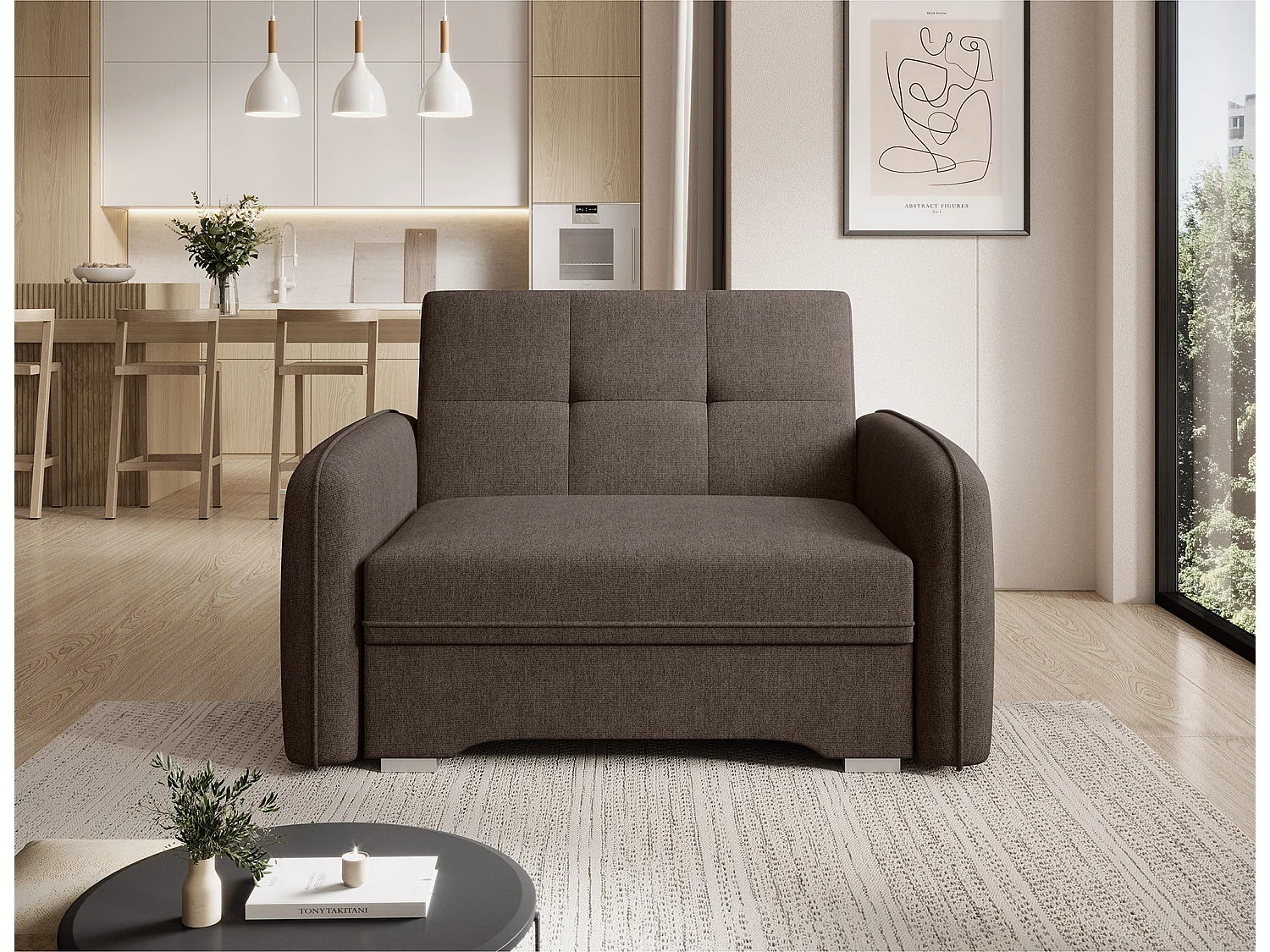 Fauteuil convertible LANY - Compact et ingénieux-Marron