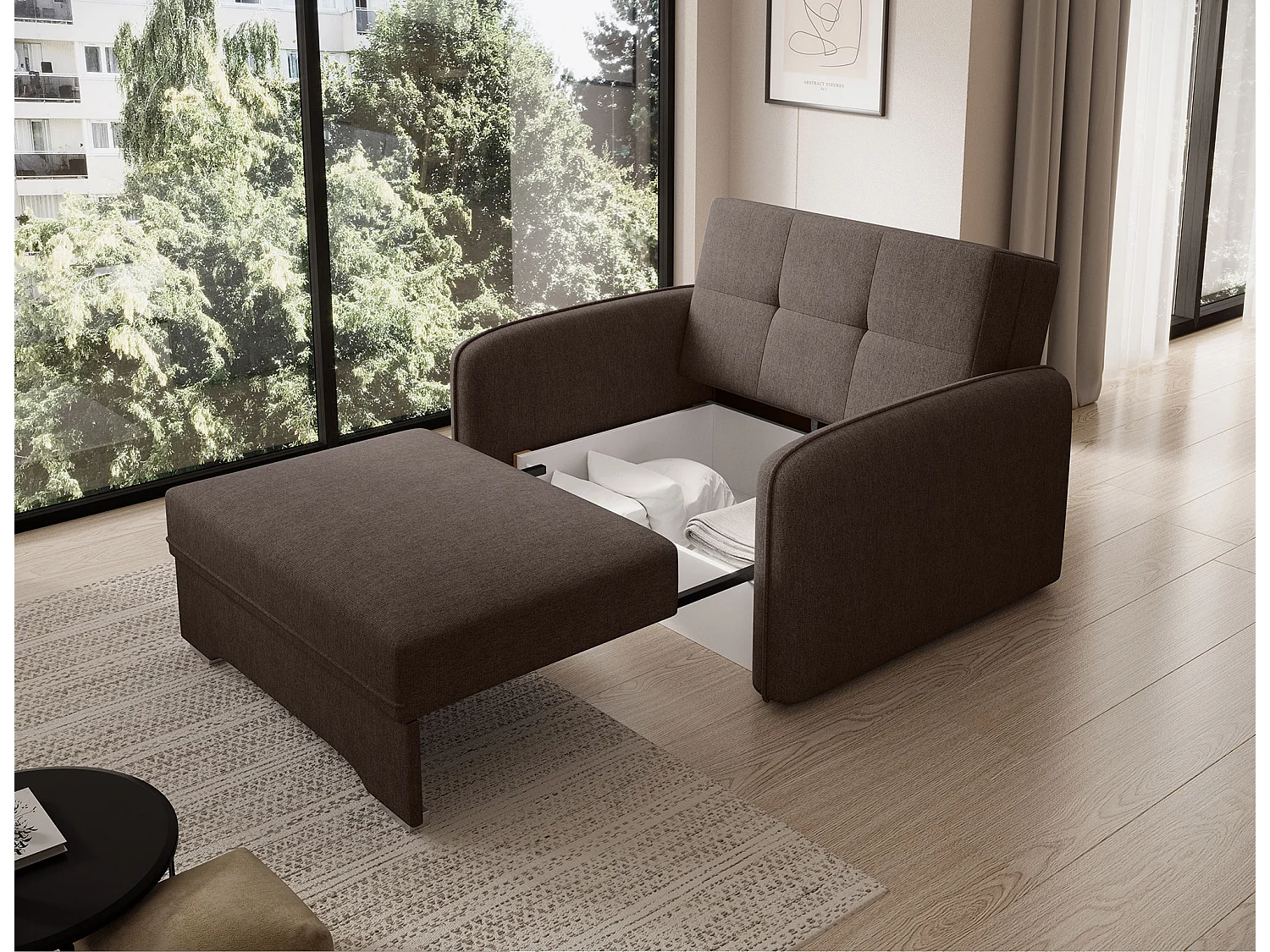 Fauteuil convertible LANY - Compact et ingénieux-Marron