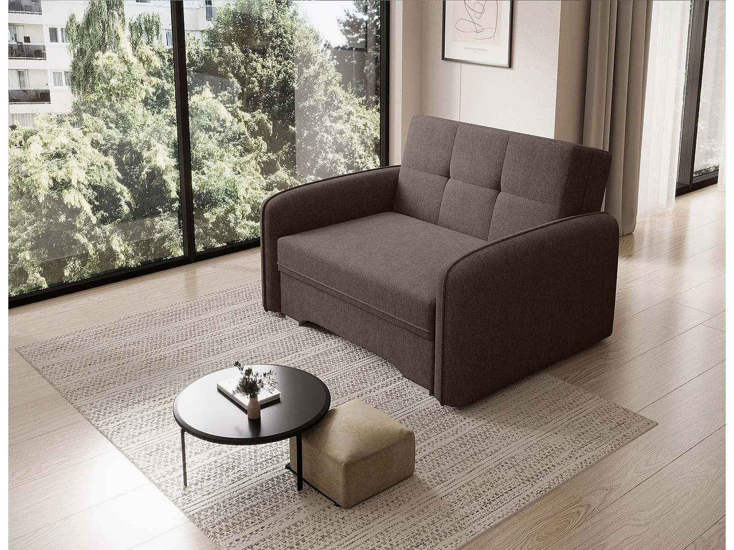 Fauteuil convertible LANY - Compact et ingénieux-Marron