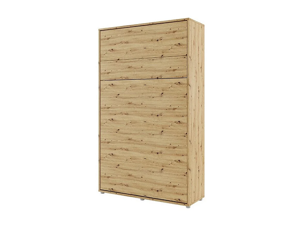 Lit escamotable vertical avec étagères chêne artisan Noby 90x200-Avec matelas-Avec Led et 2 veilleuses