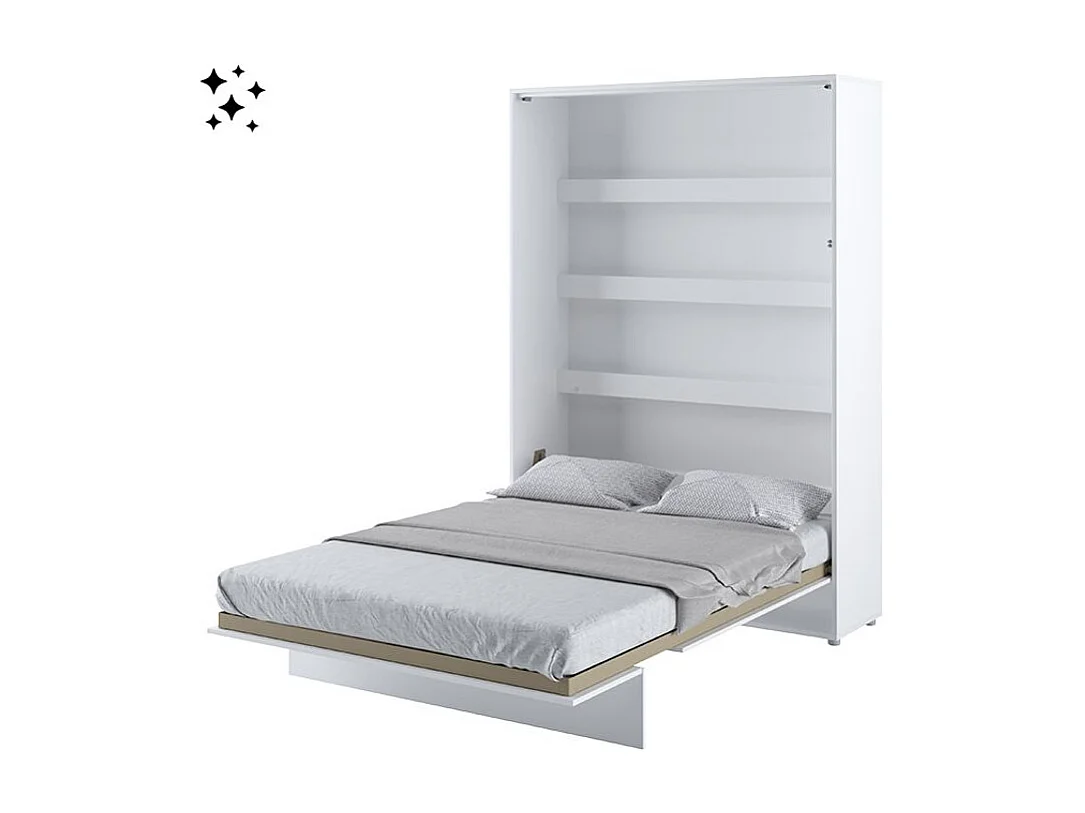 Lit escamotable vertical avec étagères blanc brillant Noby 180x200-Avec matelas