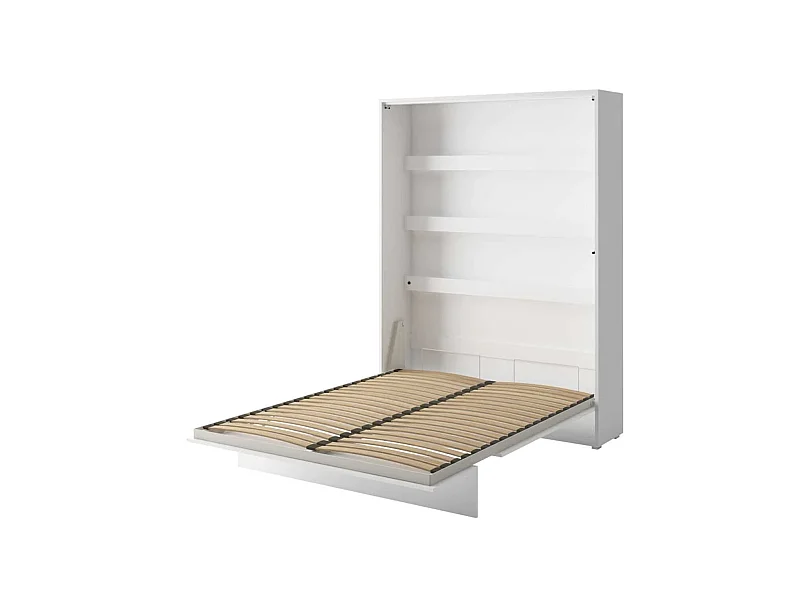 Lit escamotable horizontal avec étagères blanc brillant Noby 90x200-