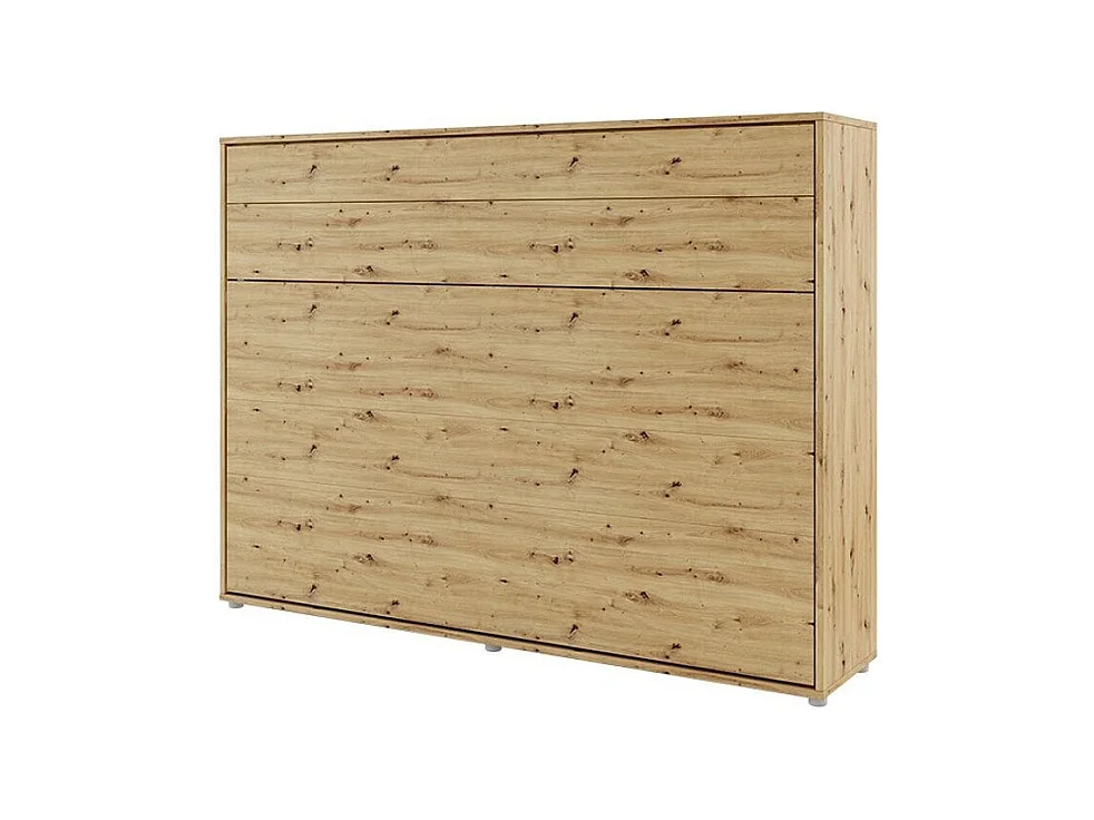 Lit escamotable horizontal avec étagères chêne artisan Noby 140x200-Avec Led sans veilleuses