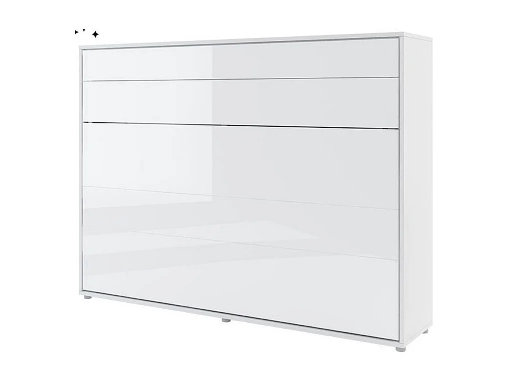 Lit escamotable horizontal avec étagères blanc brillant Noby 140x200-