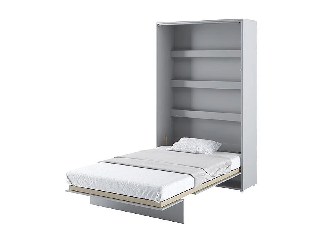 Lit escamotable vertical avec étagères gris mat Noby 90x200-