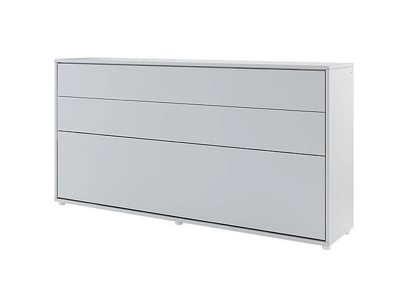 Lit escamotable horizontal avec étagères gris mat Noby 90x200-