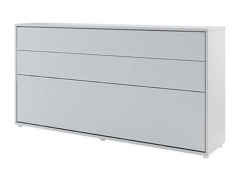 Lit escamotable horizontal avec étagères gris mat Noby 90x200-