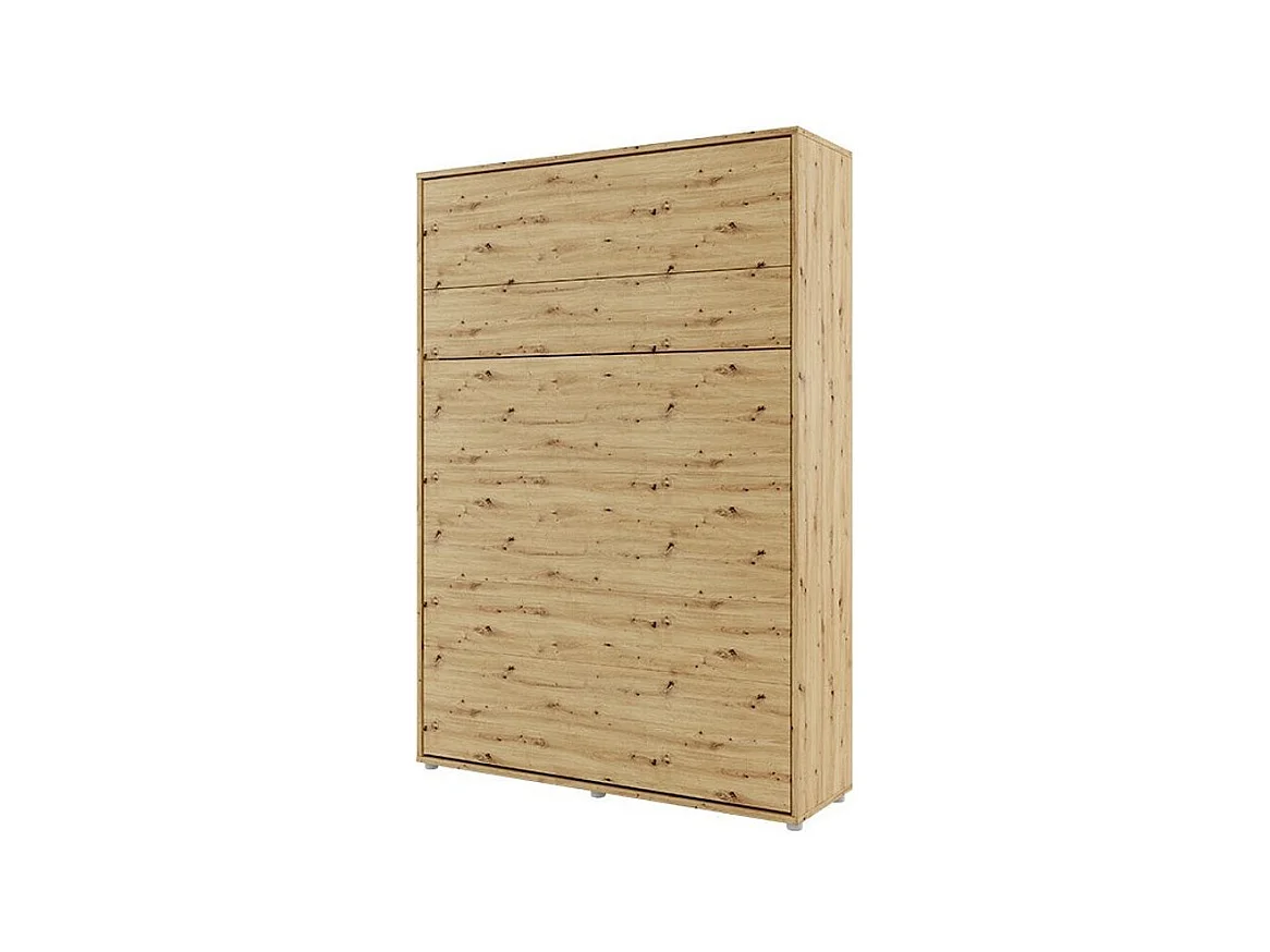 Lit escamotable vertical avec étagères chêne artisan Noby 180x200-Avec Led sans veilleuses