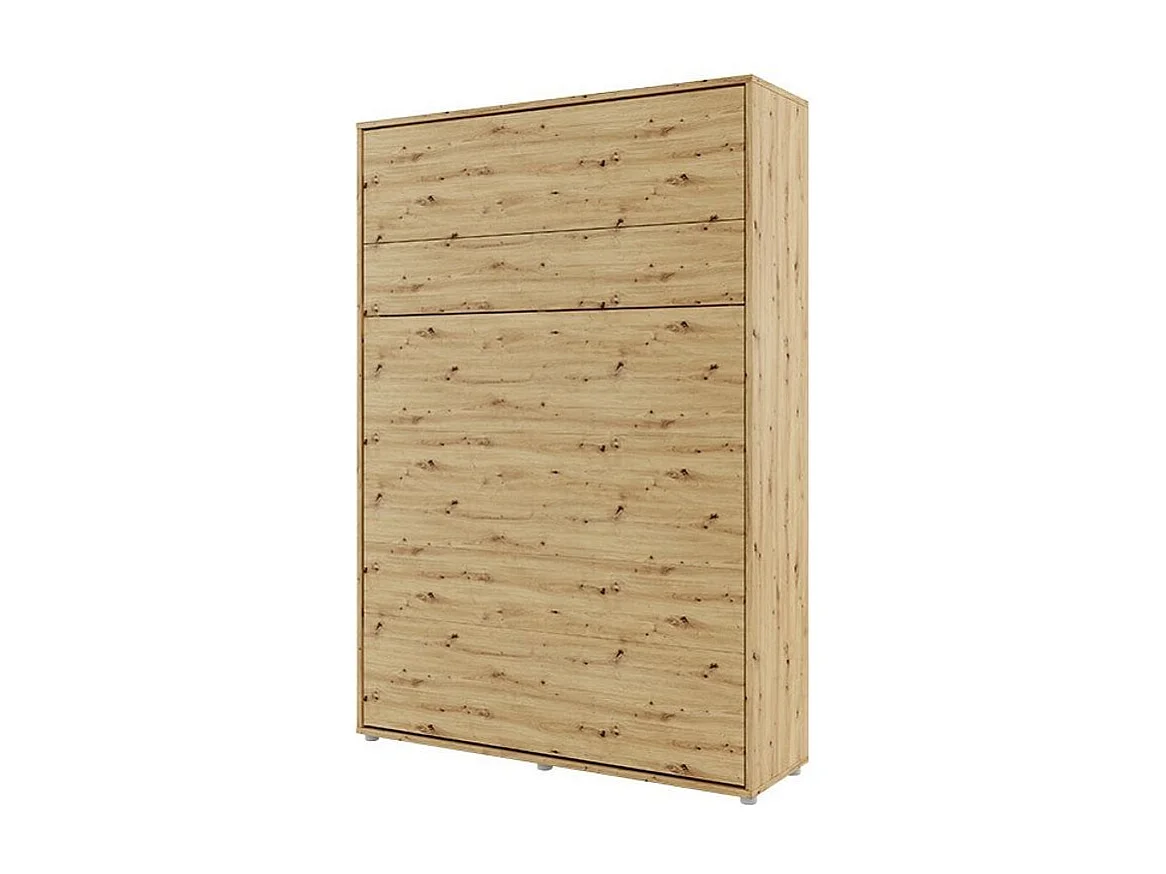 Lit escamotable vertical avec étagères chêne artisan Noby 180x200-Avec Led sans veilleuses