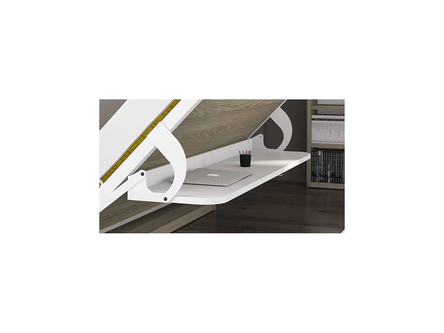 Lit escamotable avec bureau 90x190 anthracite P 35 Kinoa