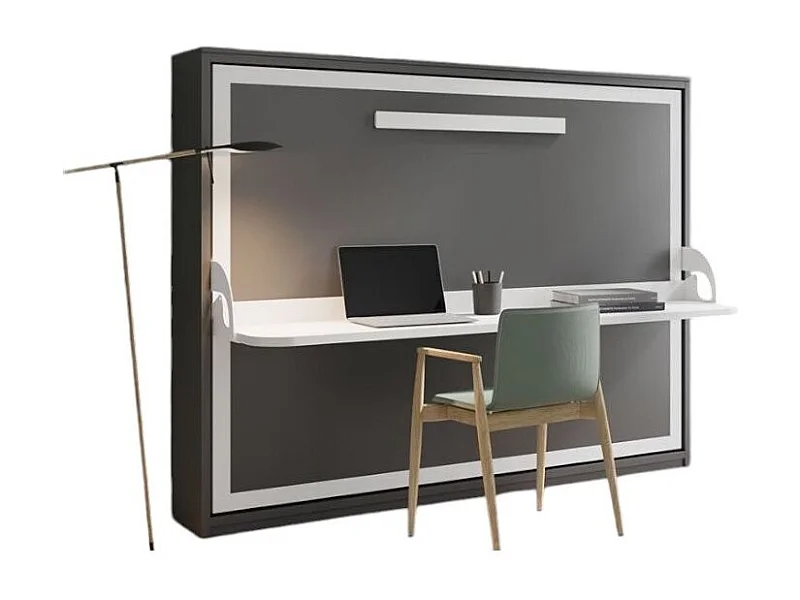 Cama abatible con escritorio 90x190 antracita P 35 Kinoa