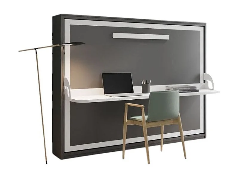Cama abatible con escritorio 90x200 antracita P 35 Kinoa