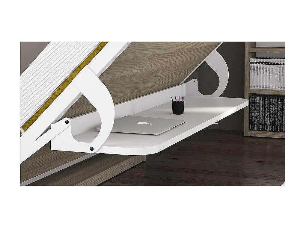 Lit escamotable avec bureau 90x200 anthracite P 35 Kinoa