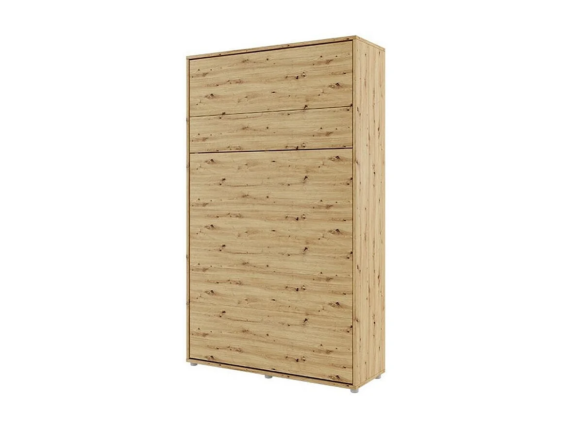 Lit escamotable vertical avec étagères chêne artisan Noby 90x200-Avec matelas-Avec Led sans veilleuses