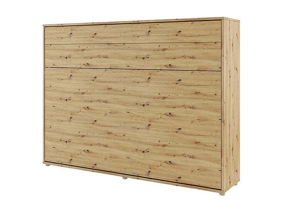 Lit escamotable horizontal avec étagères chêne artisan Noby 120x200-Avec Led sans veilleuses