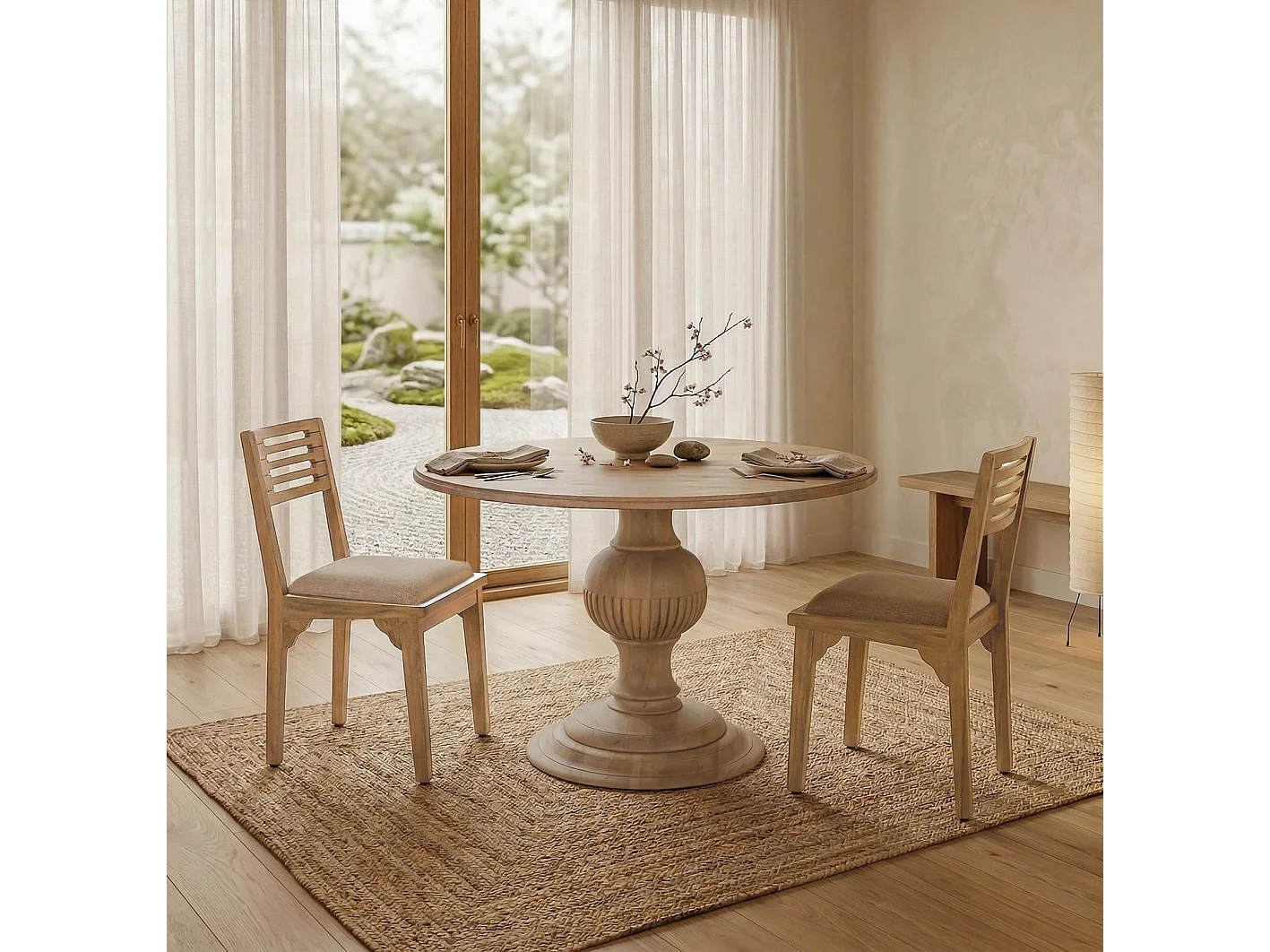 Sedia in legno di mango, 43 cm, stile moderno naturale - 88x43x55
