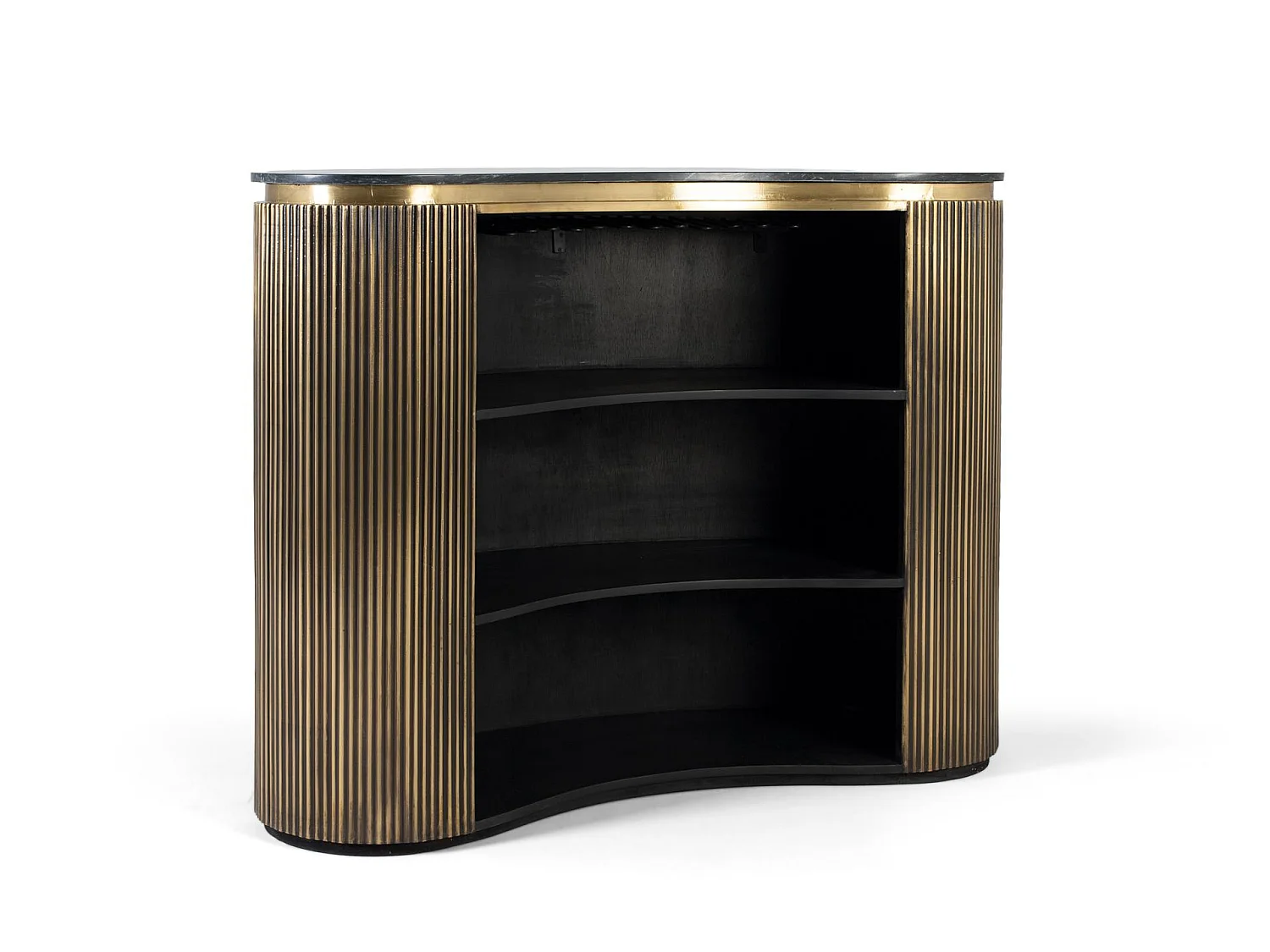 Meuble de bar en bois de manguier 145 cm, style classique moderne - 110 x 145 x 57