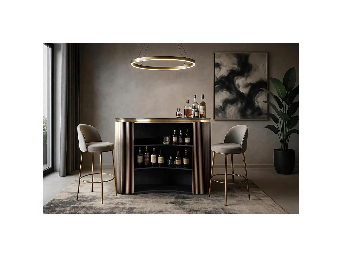 Meuble de bar en bois de manguier 145 cm, style classique moderne - 110 x 145 x 57