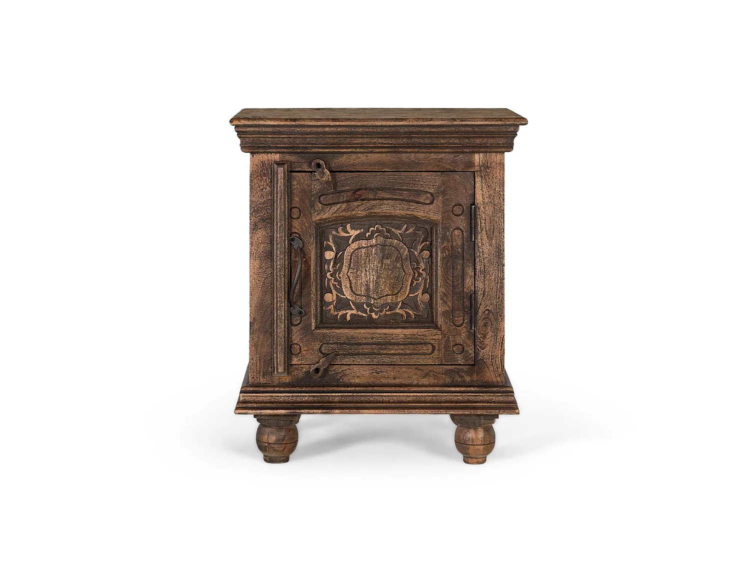 Table de chevet en bois de manguier massif met een rustieke afwerking