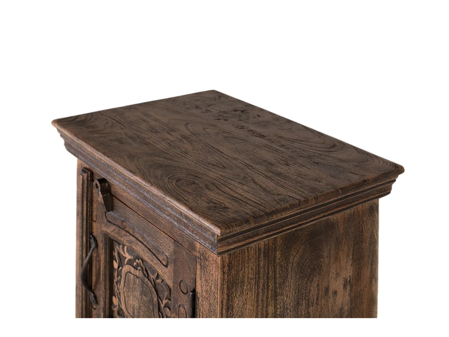 Table de chevet en bois de manguier massif met een rustieke afwerking