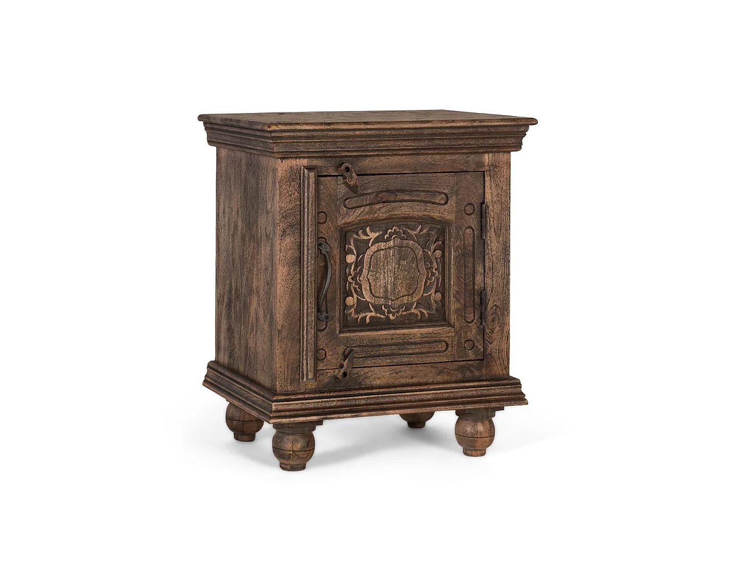 Tables de chevet en bois de manguier 55 cm, style rustique moderne - 66 x 55 x 40 cm