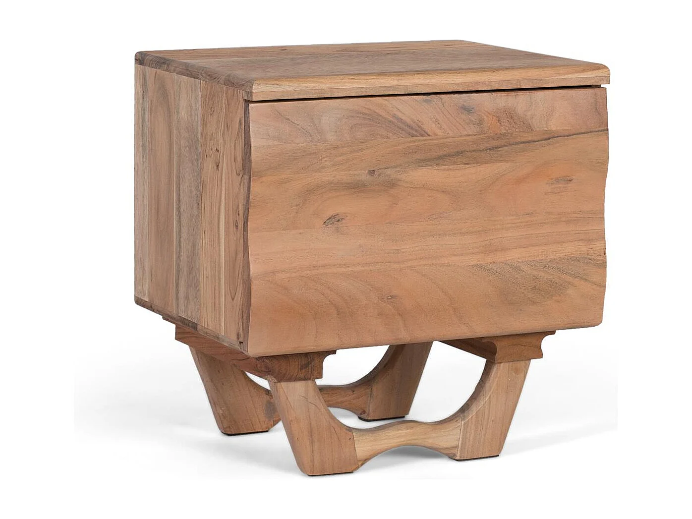 Table de chevet en bois d'acacia naturel