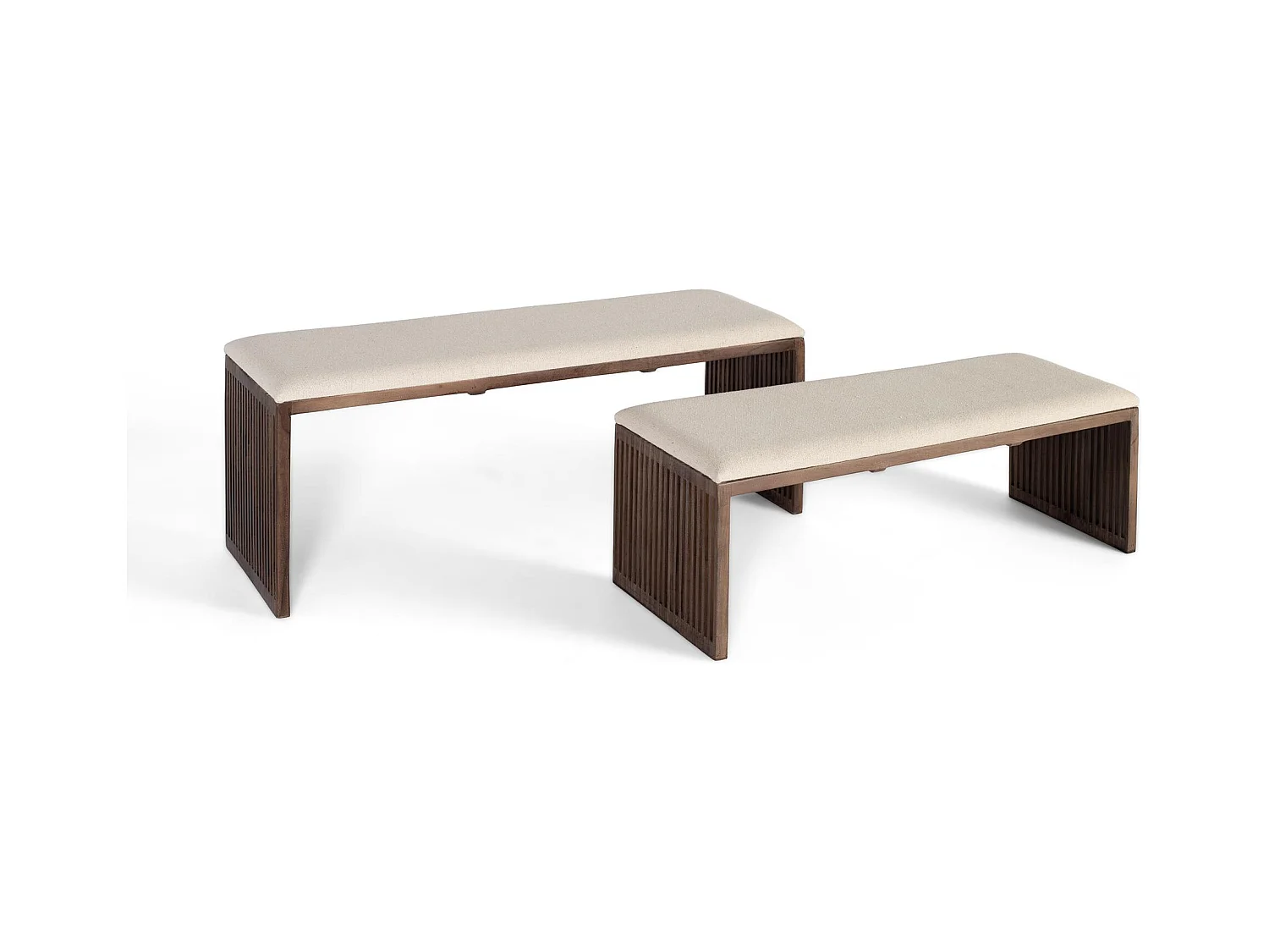 Set aus zwei Bänken aus recyceltem Schlüsselholz, 115 cm