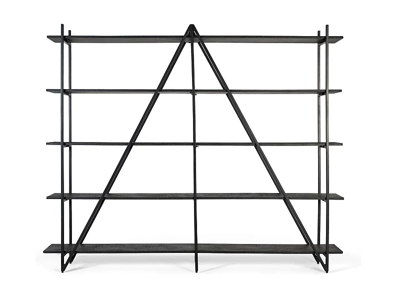 Scaffale con 5 ripiani e struttura in metallo, lunghezza 220 cm